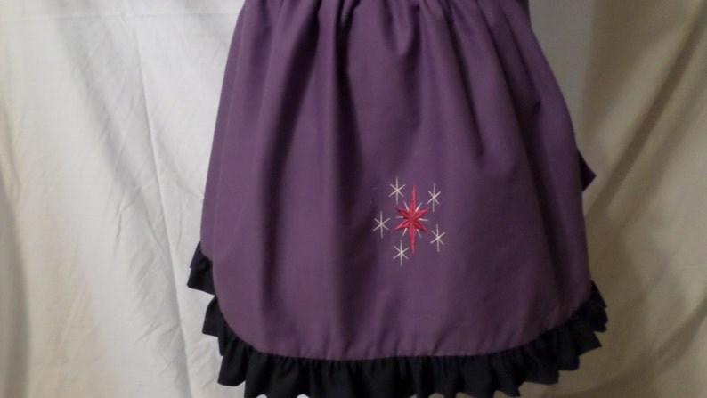 MLP Twilight Sparkle Inspired Gothic Lolita Adult Costume Pinafore Apron w Ruffle Trim