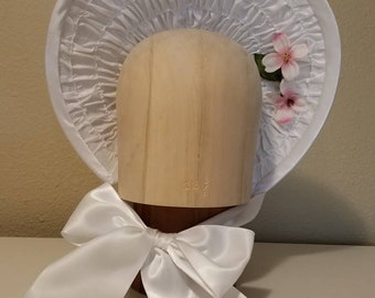 White Satin Romantic Era Lolita Bonnet Hat