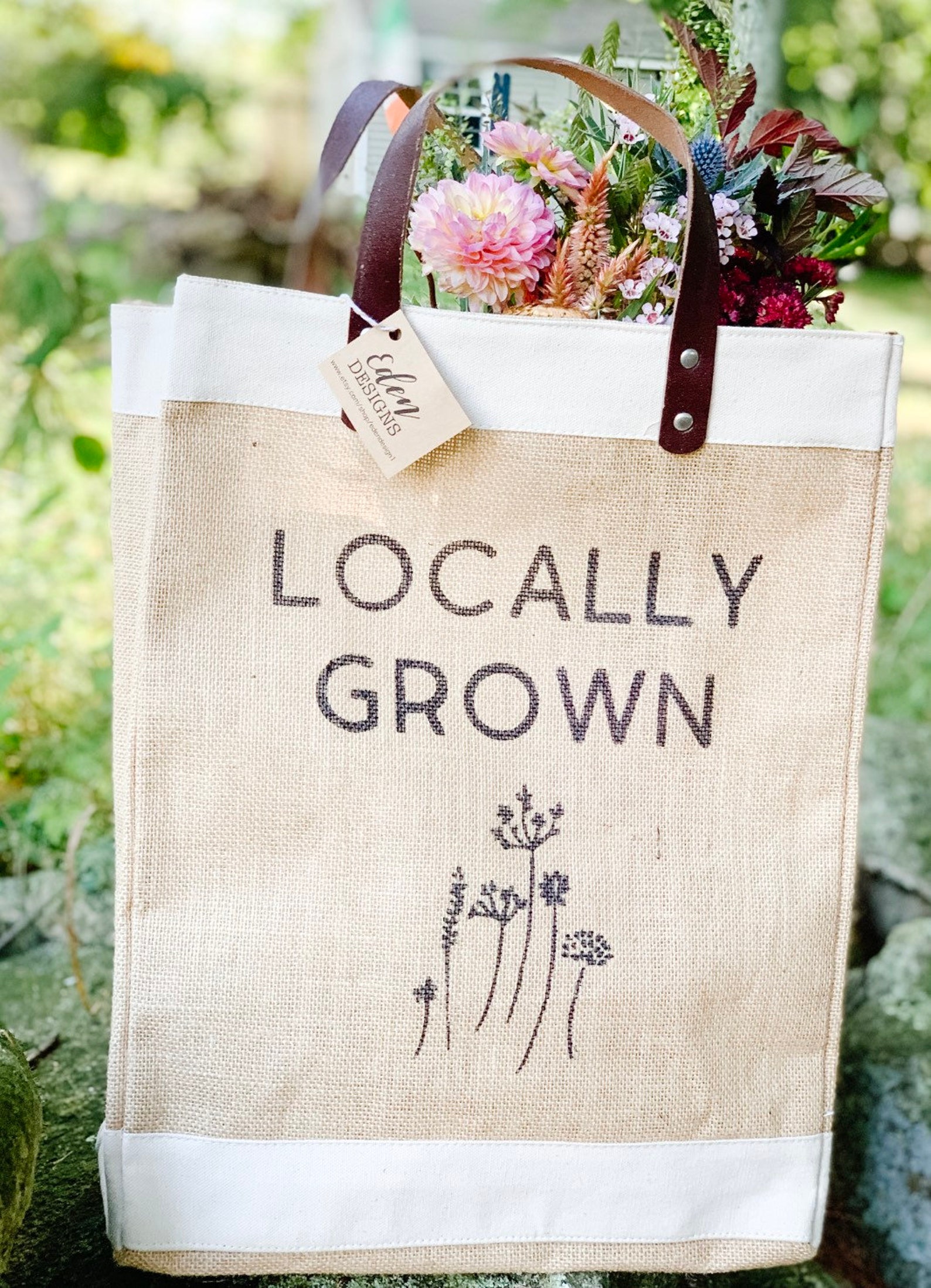 Jute Tote Bag Market Bag Reusable Shopping Bag Etsy