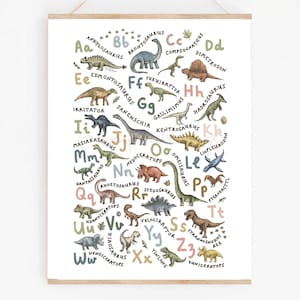 Dinosaur Alphabet Print | Illustrated A–Z Dino Poster for Nursery, Kids Room or Classroom | Baby Shower Gift | Classroom Poster