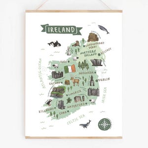 Carte de l'Irlande de Zazzle.be Liste d'envies Vous avez des idées ? Impression illustrée de voyage irlandais | Animaux et monuments mignons | Cadeau ou souvenir Wanderlust