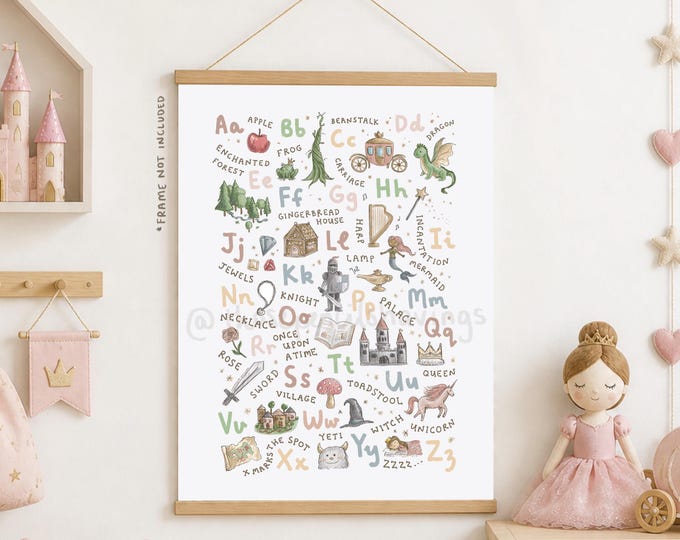 Fairytale Alphabet Print: Whimsical A-Z Nursery Wall Art