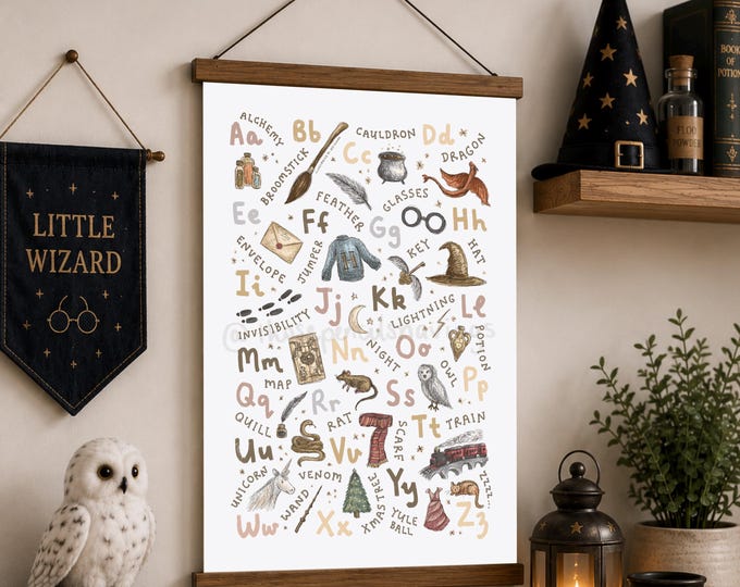 Wizard Alphabet Print: A-Z Magical Nursery Decor