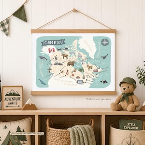 Canada Map Print: Illustrated Landmarks & Animals Art