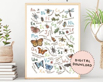 Insect Alphabet Chart Art Print - Etsy Canada