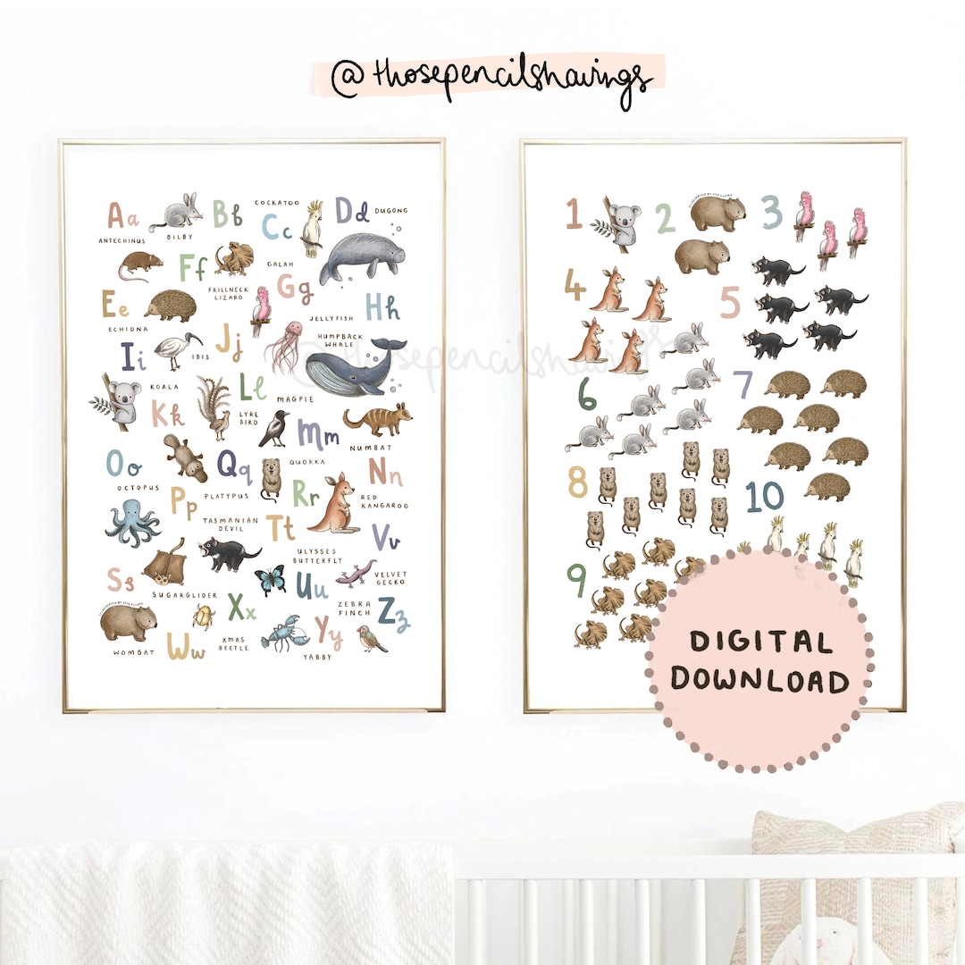 Australian Animals Alphabet and Numbers Print ABC 123 Poster - Etsy Australia