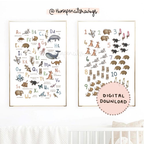 Australian Animals Alphabet and Numbers Print ABC 123 Poster Etsy