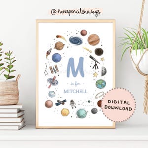 Personalized Space Name Print: Galaxy Nursery Decor (Digital Download)
