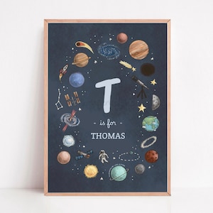 Personalized Space Name Print: Galaxy Nursery Decor