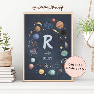 Personalized Space Name Print: Galaxy Nursery Decor (Digital Download)