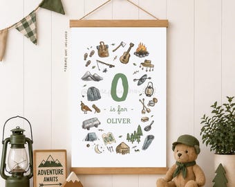 Nombre personalizado impreso para acampar: decoración infantil de aventura