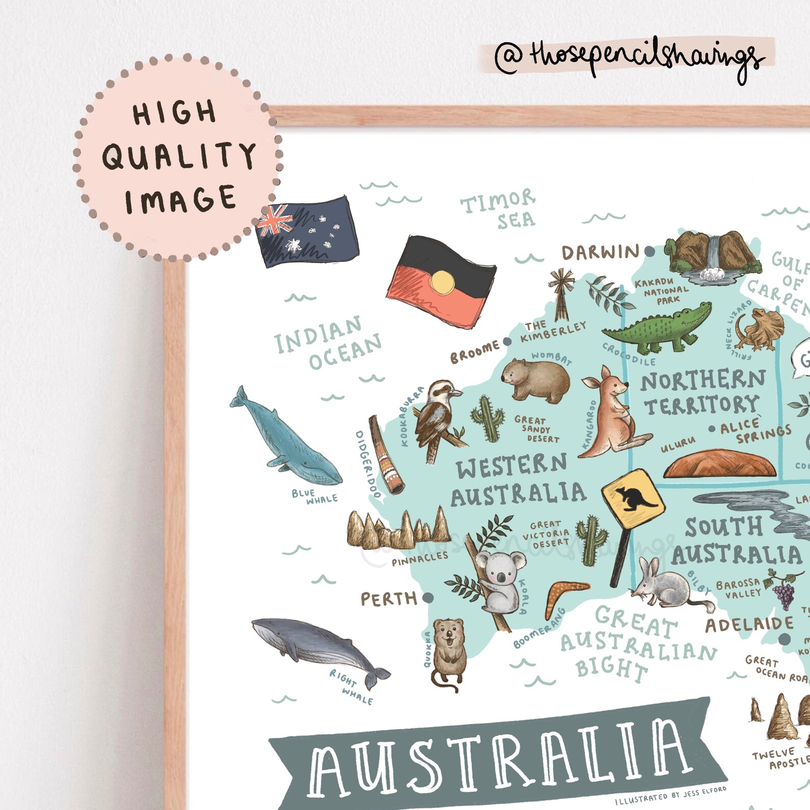 Map of Australia Illustrated Australian Landmarks Print - Etsy