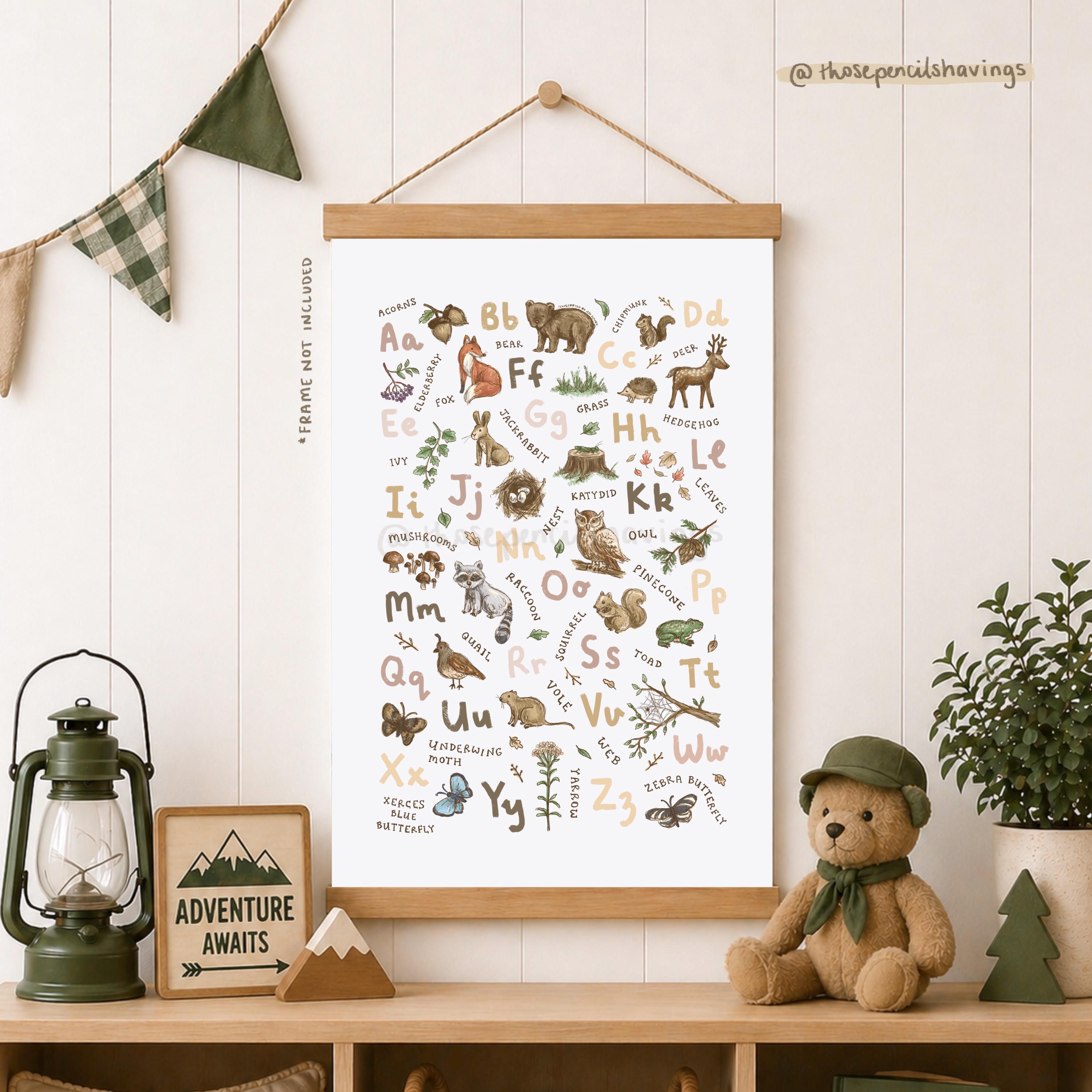 Woodland Animals Alphabet Print: Whimsical Nursery ABC Wall Art - Etsy