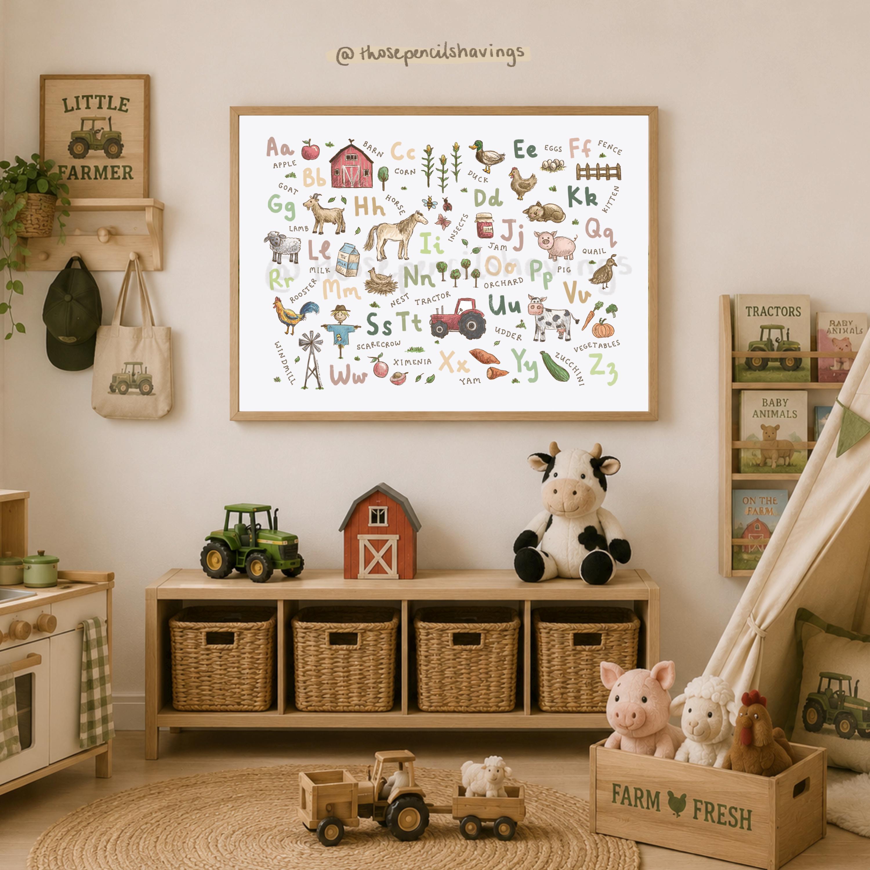 Print Az Farm Alphabet Print: A-Z Animals Nursery Decor (digital Download) - Etsy