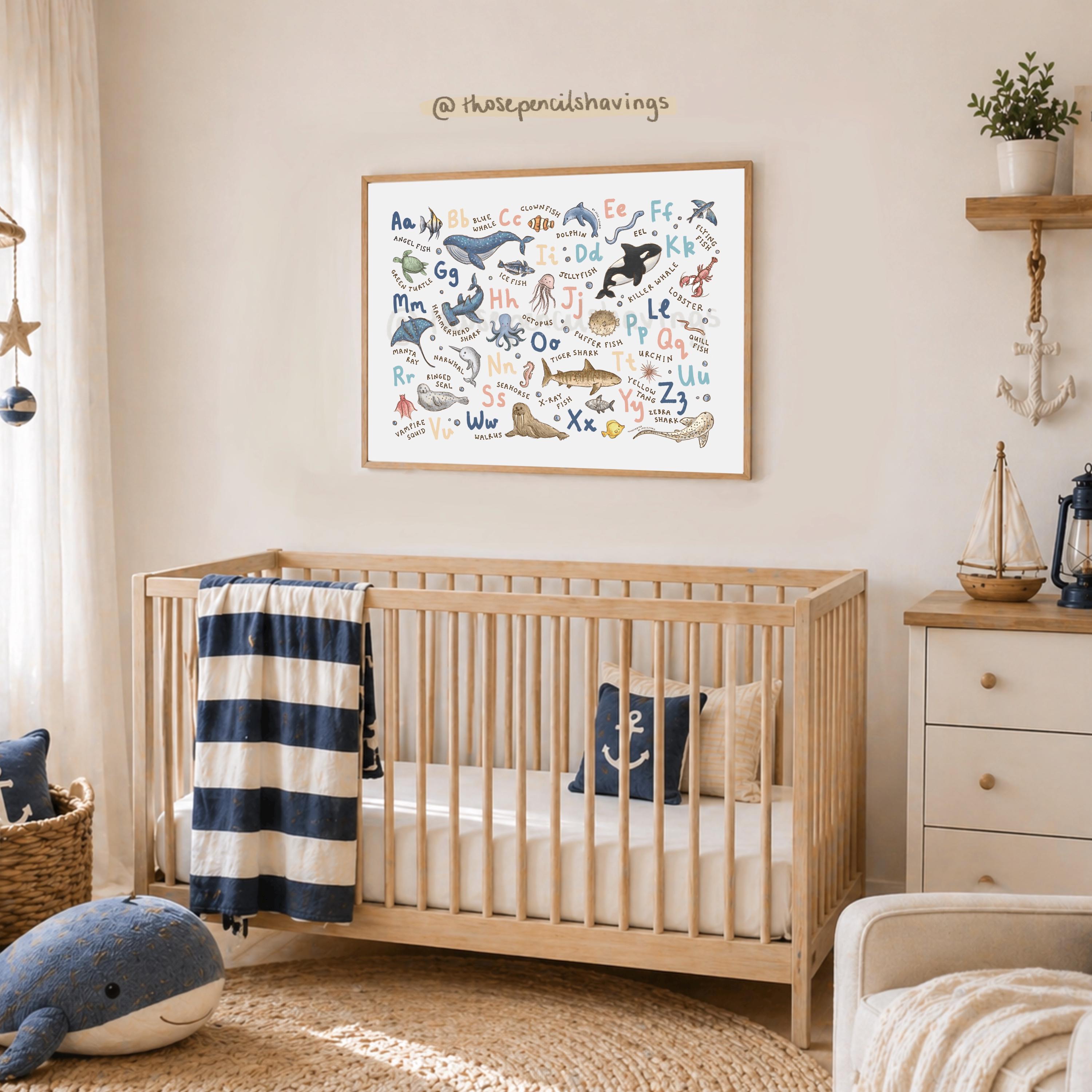 Ocean Animals Alphabet Print: Sea Life Nursery Decor (digital Download ...