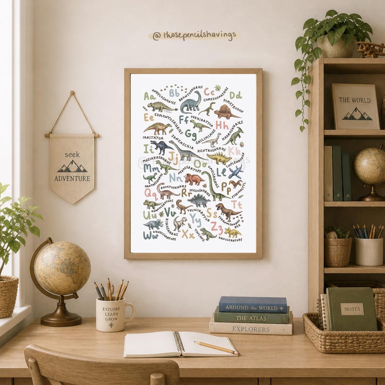 Print Az Dinosaur Alphabet Print: A-Z Dino Nursery, Classroom Art - Etsy