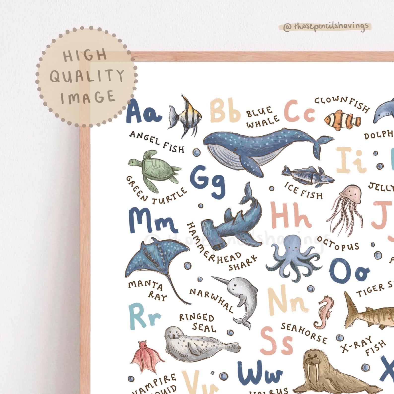Ocean Animals Alphabet Print: Sea Life Nursery Decor (digital Download ...