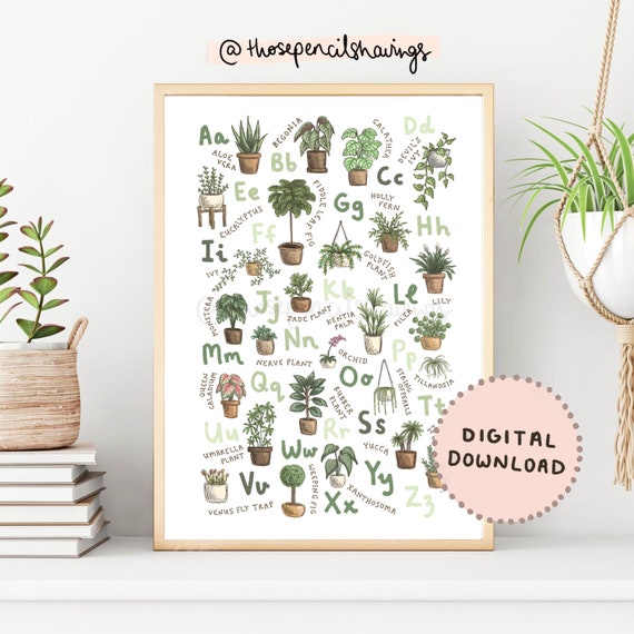 Zimmerpflanze Alphabet Druck: botanisches Kinderzimmer Bild (digitaler  Download) - Etsy sterreich