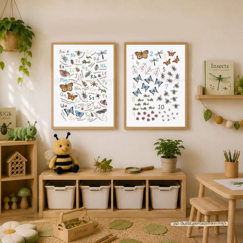 Insect Alphabet & Counting Poster Set: Educational Nursery Decor ...