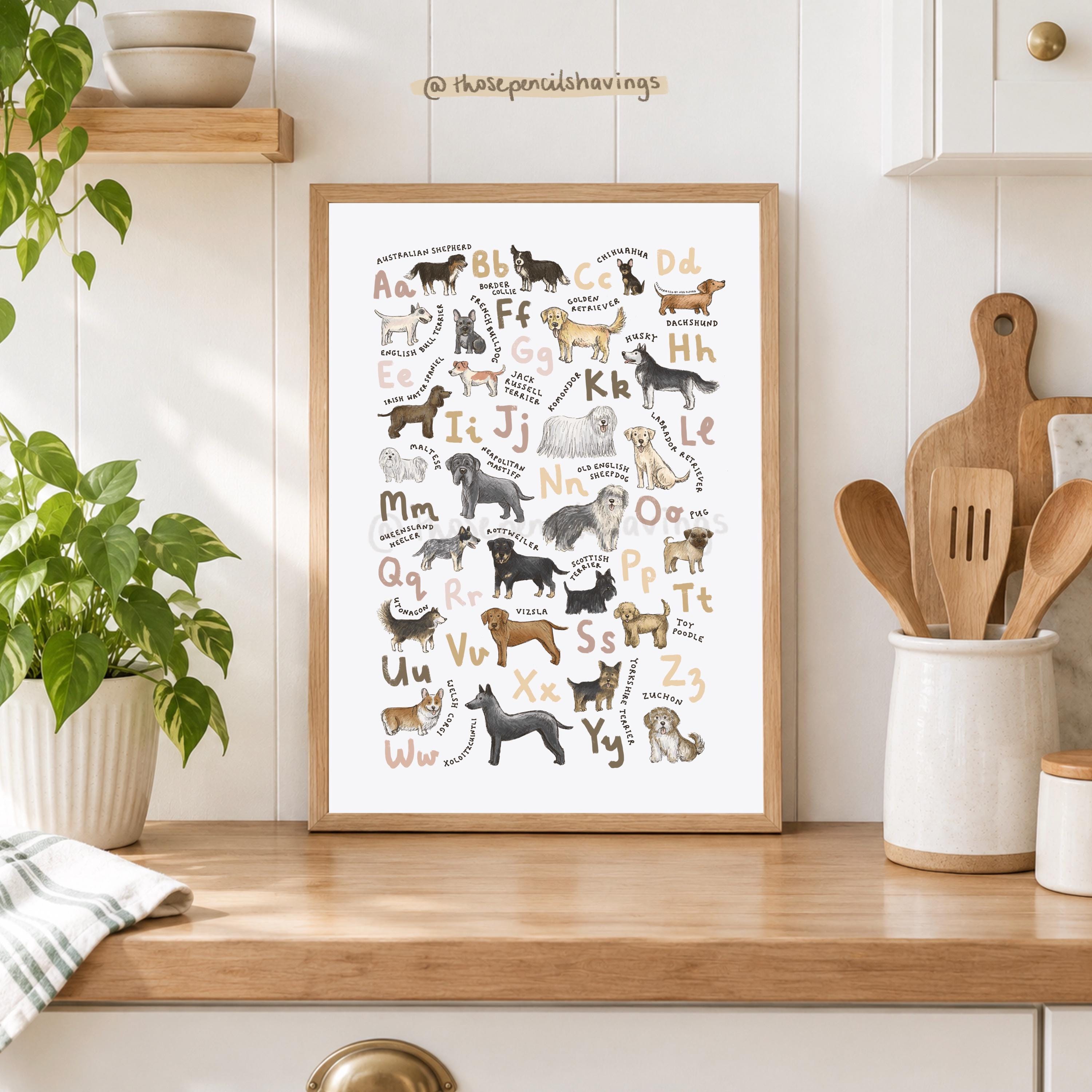 Dog Breeds Alphabet Print: Illustrated A-Z Puppy Poster - Etsy 日本