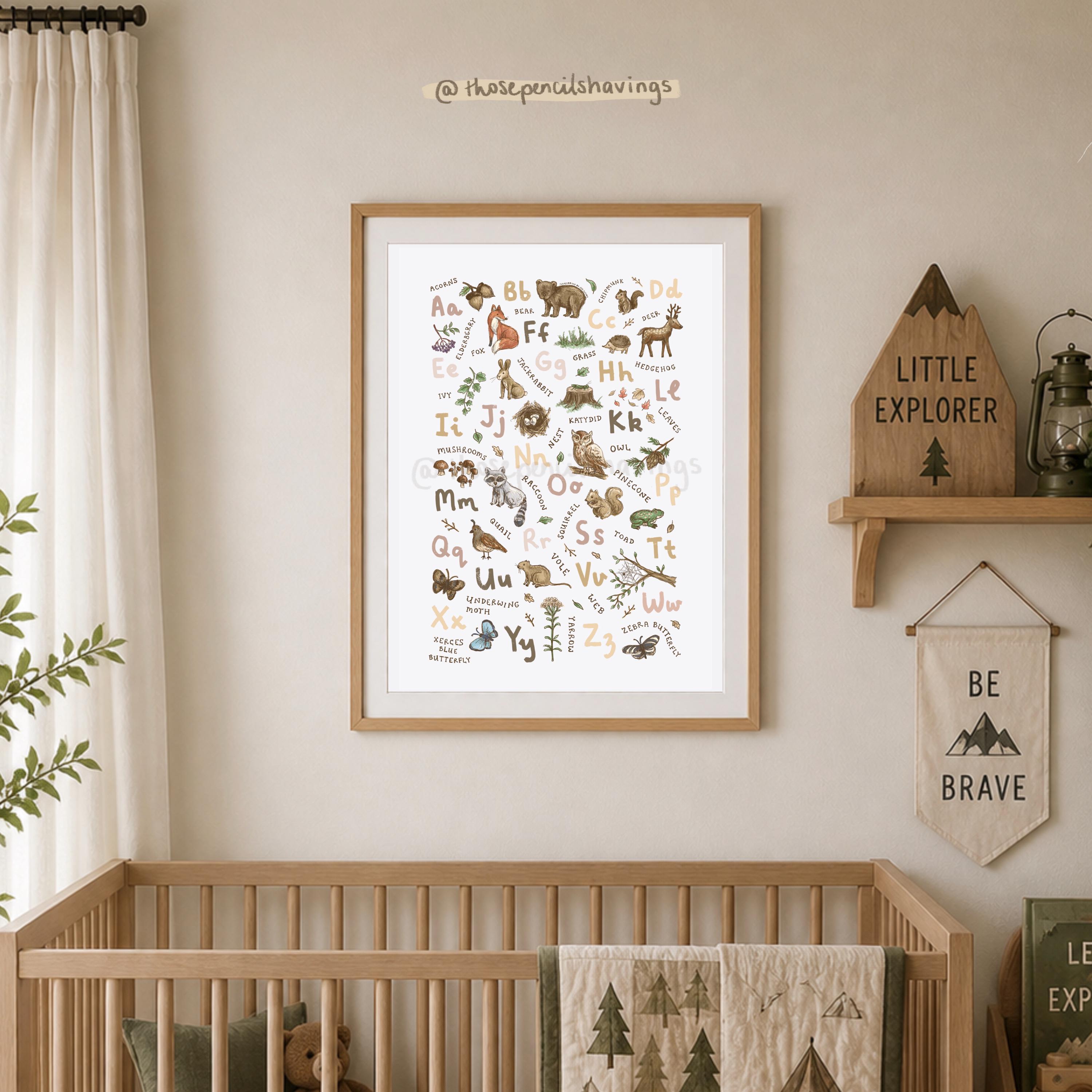 Woodland Animals Alphabet Print: Whimsical Nursery ABC Wall Art - Etsy