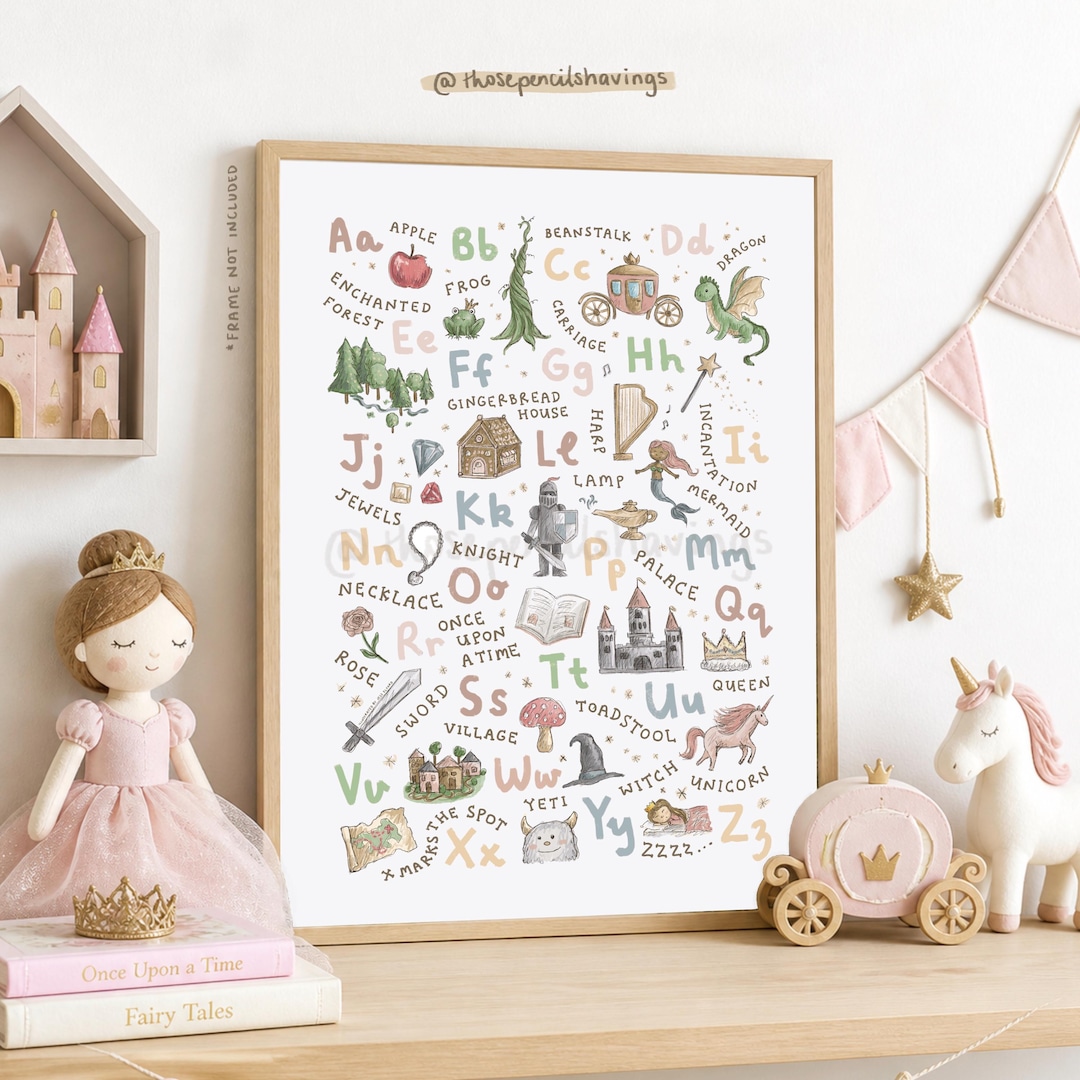 Fairytale Alphabet Print: Whimsical A-Z Nursery Wall Art - Etsy