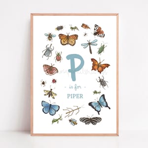 Personalized Insect Name Print: Bug Nursery Wall Art