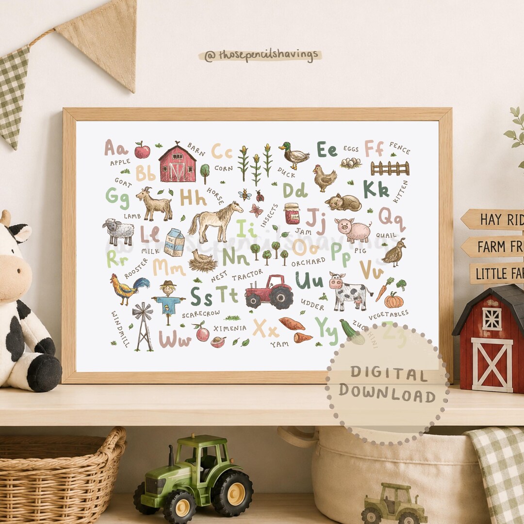 Print Az Farm Alphabet Print: A-Z Animals Nursery Decor (digital Download) - Etsy