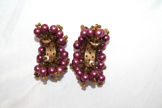 BEADED Huggie Hoop Grape CLUSTER EARRINGS - image 5