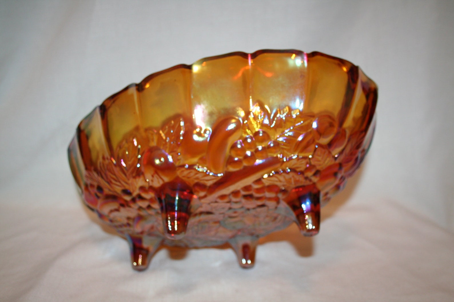 Amber Glass Carnival Fruit Bowl Etsy