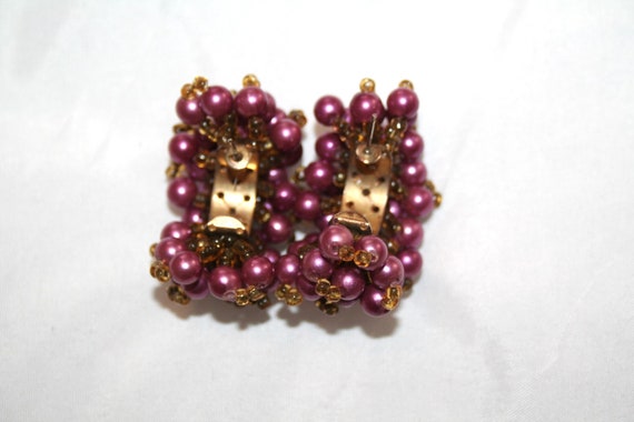 BEADED Huggie Hoop Grape CLUSTER EARRINGS - image 6