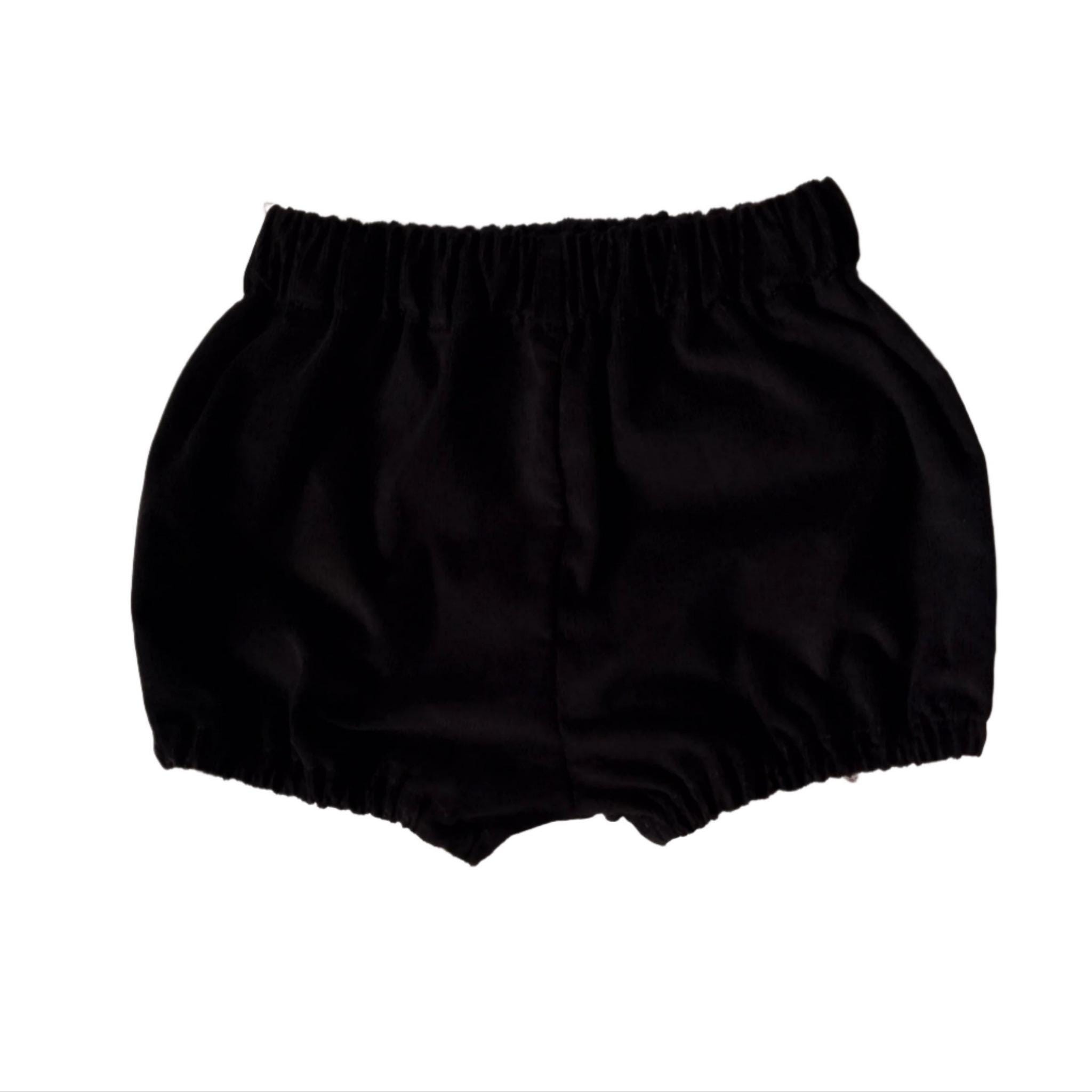 BLACK BABY BLOOMERS - Unisex black cotton corduroy infants shorts. Vintage style toddlers bloomers. Handmade to order, to 5-6 years