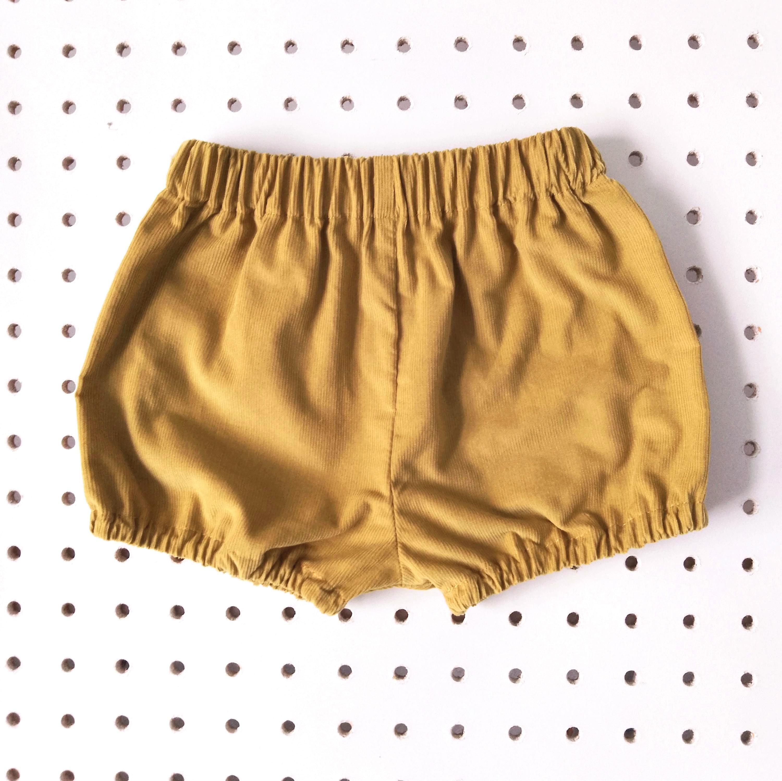 MUSTARD BABY BLOOMERS Unisex Cotton Corduroy Shorts. Mustard yellow toddlers summer shorts. Handmade to order in sizes up to 5-6 years