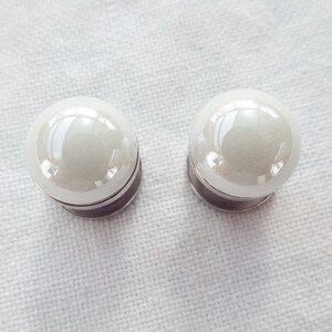 Bridal earrings plugs tunnel white 4 mm 6 mm 8 mm image 2