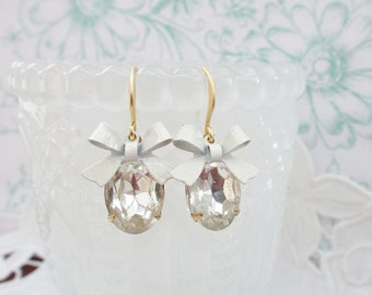 Bridal Earrings Vintage Jewelry beads and bow