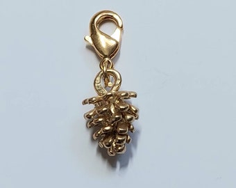 Charm for begging bracelet gold pine cone