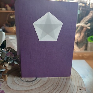 Geburtstagskarte Weihnachtskarte Klappkarte Waldorfstern Transparent Sterne Pentagon waldorf Transparentbild helles lila weiß