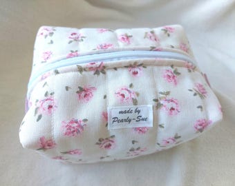 Boxy Bag Cosmetic Bag Storage Bag Vintage Roses Makeup Bag Cottage Core Canvas