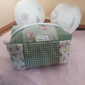 Boxy Bag Cosmetic Bag Storage Bag Patchwork Green Makeup Bag Cottage Core