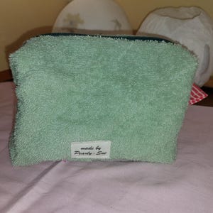 Boxy Bag kleine Kosmetiktasche Aufbewahrungstasche  Frottee helles mint