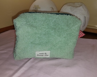 Boxy Bag small cosmetic bag storage bag terry cloth light mint makeup bag