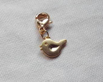 Charm for begging bracelet gold little sparrow bird