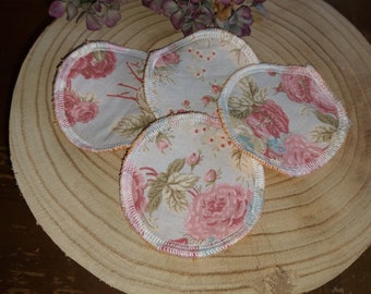 Make-up remover pads made of fabric reusable washable flowers shabby chic 4 pieces sustainable