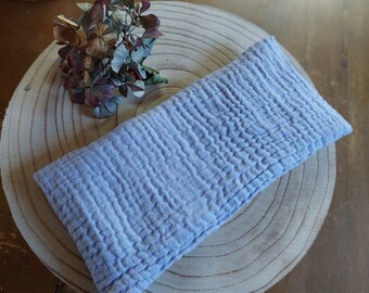 Yoga eye pillow meditation pillow with organic millet filling muslin light blue with outer cover