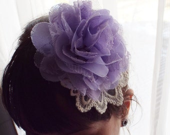 Fascination with chiffon flower bridal hair Jewelry