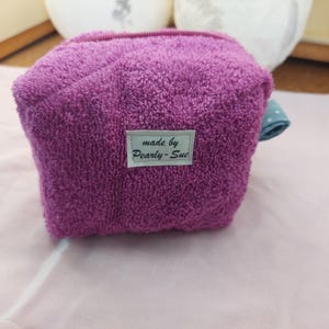 Boxy Bag kleine Kosmetiktasche Aufbewahrungstasche  Frottee beere