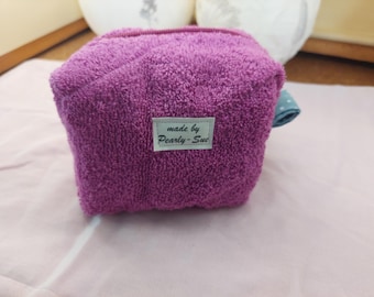 Boxy Bag small cosmetic bag storage bag terry cloth berry makeup bag