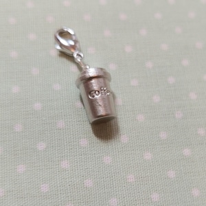Charm for charm bracelet silver coffee mug