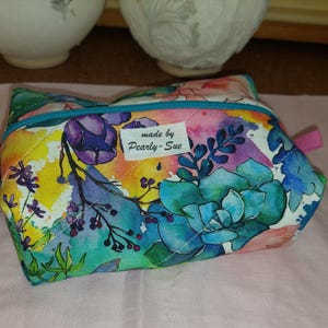 Boxy Bag kleine Kosmetiktasche Aufbewahrungstasche  Aquarell Blumen