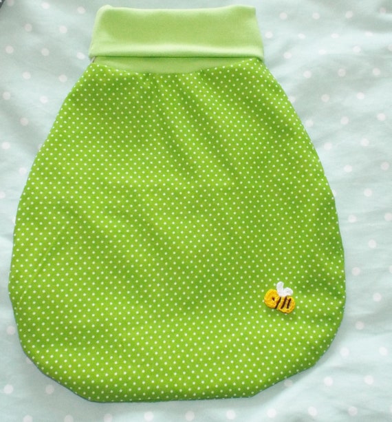 Baby Pucksack Strampelsack Schlafsack grn gepunktet Biene Hkelapplikation  Gre 56/62 - Etsy.de